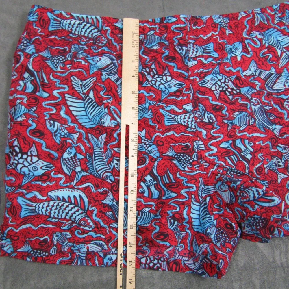 Maui and Sons Swim Trunks Men XL Red Blue Fish Print Mesh Lined Board Shorts